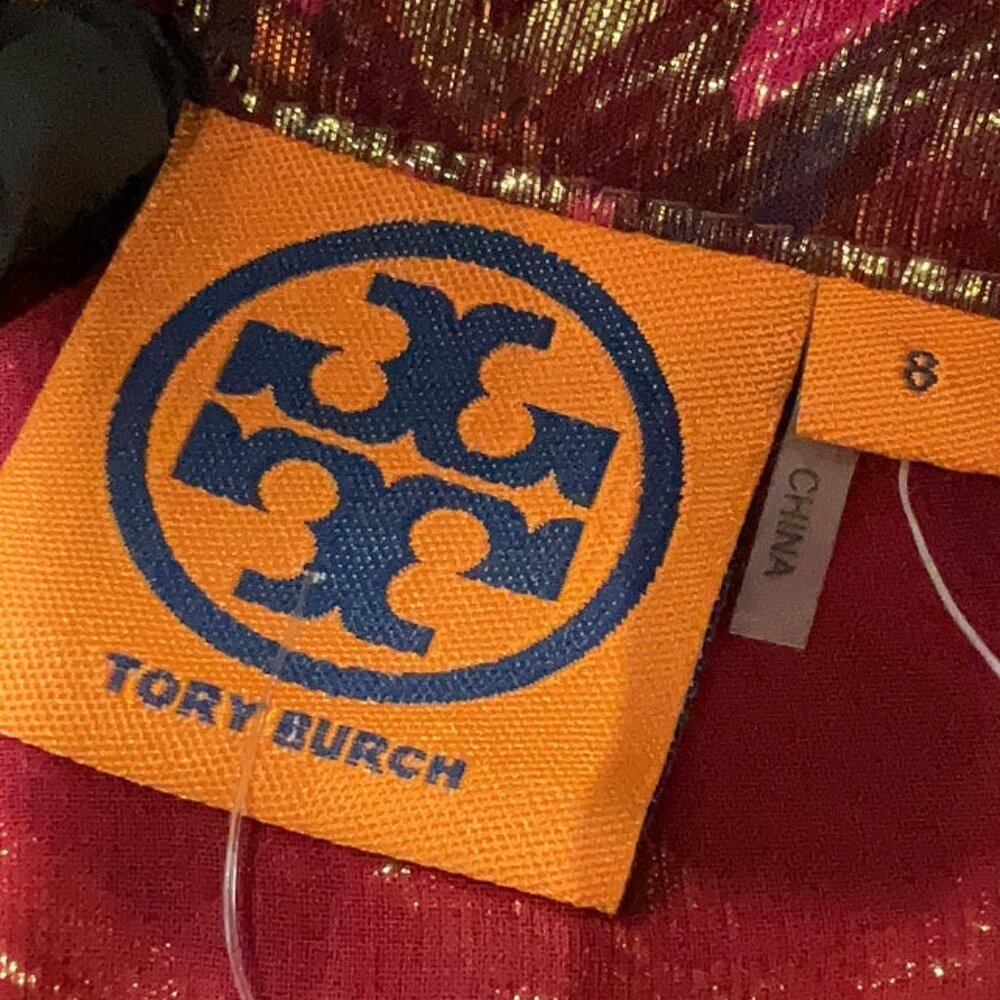 NWT Tory Burch silk metallic burgundy blouse, size 8 - Picture 5 of 6